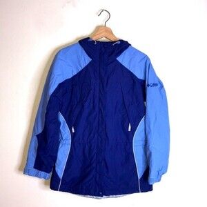 Columbia Core Interchange Women's outdoor Zip Up Jacket Lined Hooded Blue Size S